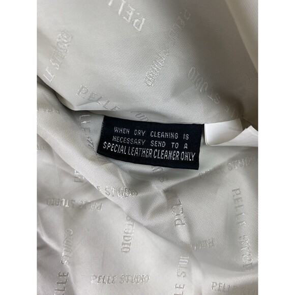 Wilsons Pelle Studio Genuine Leather Jacket Women Sz L Cream Moto Soft Lined VTG - Picture 9 of 12